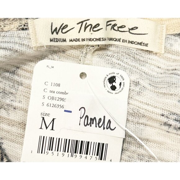 Free People Hey Girl Cotton Tank Top Ivory Navy Tea Combo Bandana Size Med NWT - Picture 7 of 8